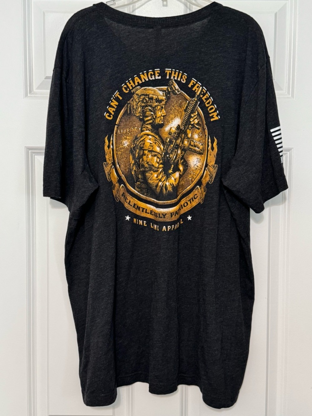 NWOT Men’s Nine Line Patriots Club Freedom Patriotic Black Gray T-shirt Size 2XL